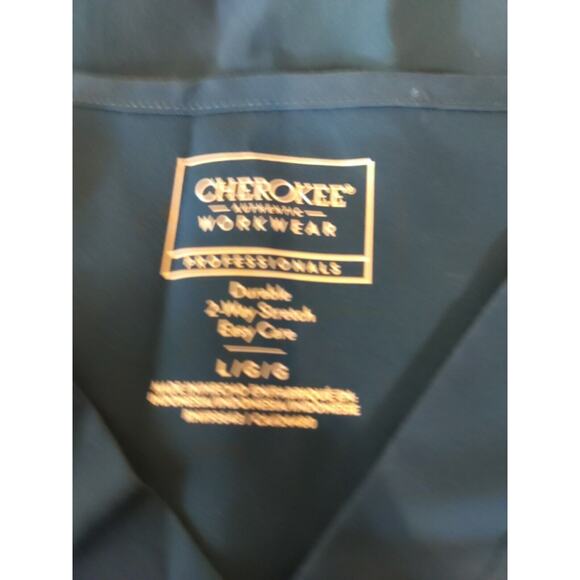 Cherokee Work Wear Women's Teal Green Scrub Top Size Large Color CAR - Picture 3 of 6